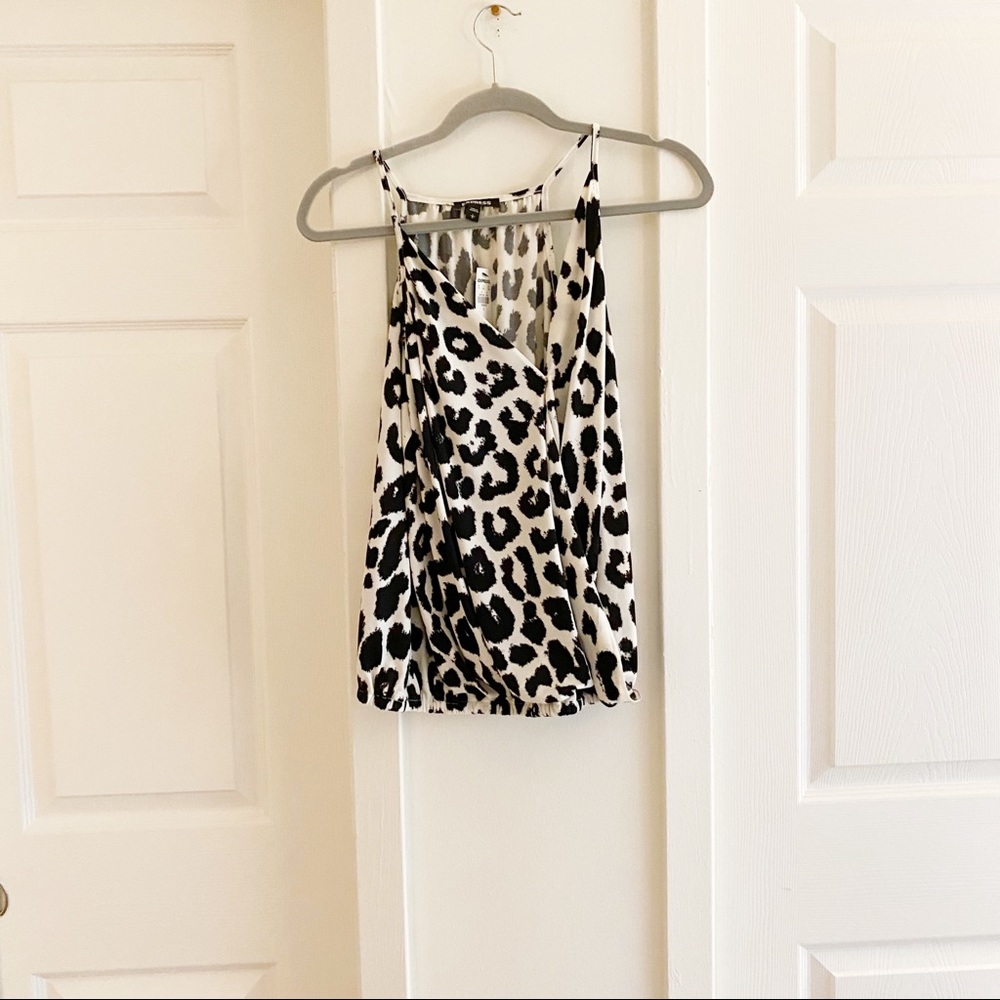 Express white & black leopard tank top